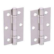 Door Hinges 1 Pair 76mm / 3 inch Ball Bearing, with Screws - Satin Nickel