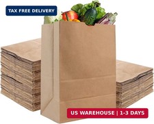 52 lb Kraft Brown Paper Bags (100 Count) - Bulk Large Grocery Bags for Shopping