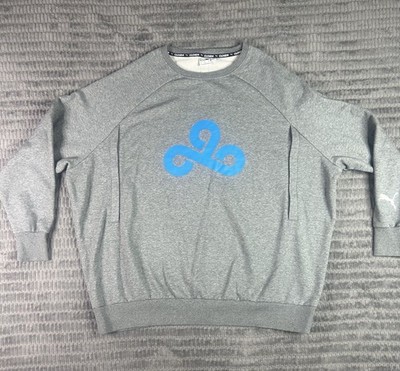 Puma Cloud9 Vented Camper Crew Neck Sweatshirt Oversized Mens Grey Blue Logo L