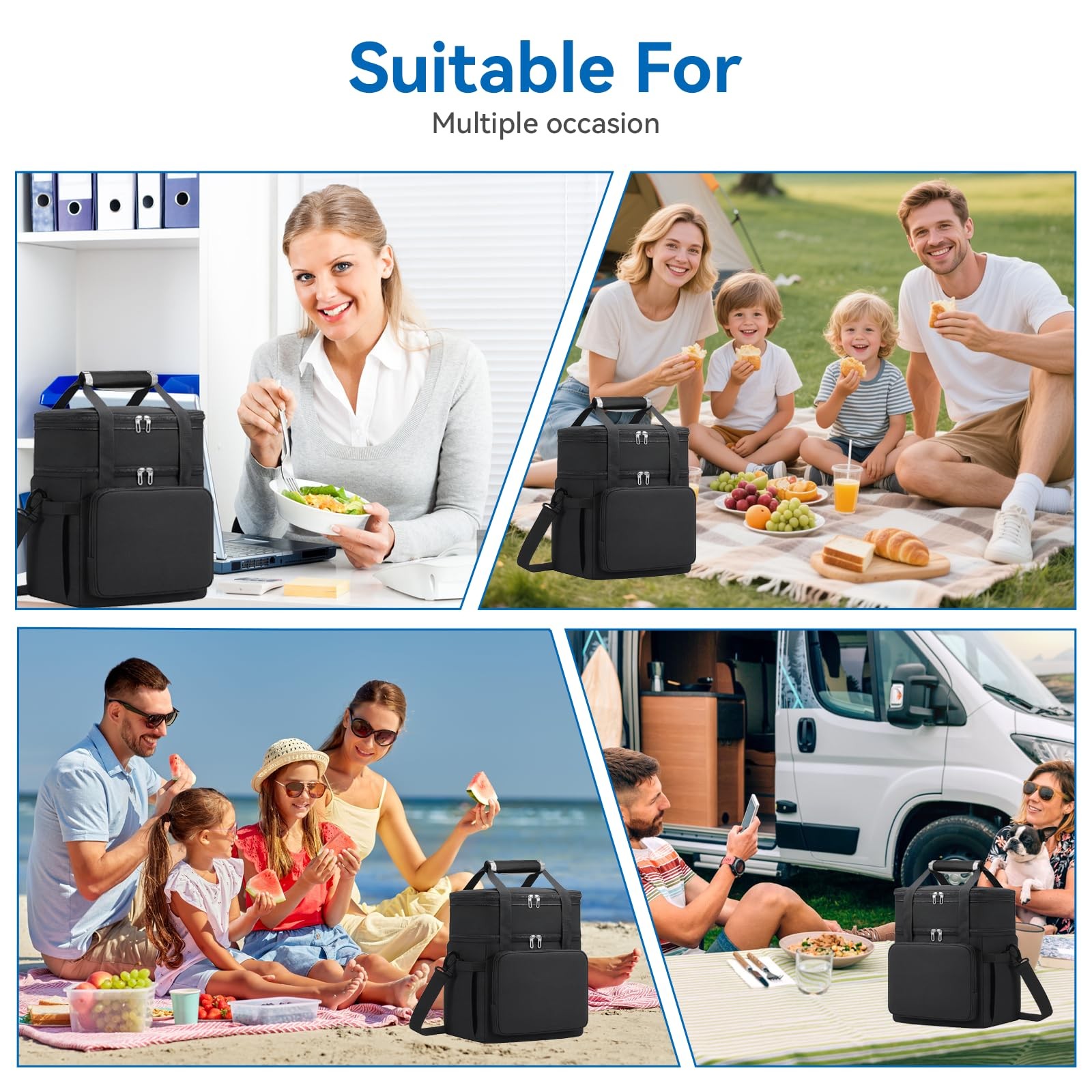 Lunch Box for Men Women Large Expandable Insulated Lunch Bag Double Deck Leakp