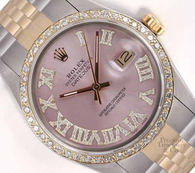 Rolex Datejust 36mm 18K Two-Tone Jubilee Diamond Bezel Pink Diamond Roman Dial