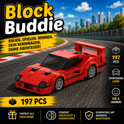BlockBuddie  Ferrari F40 Sport MOC Auto Rennwagen Klemmbausteine