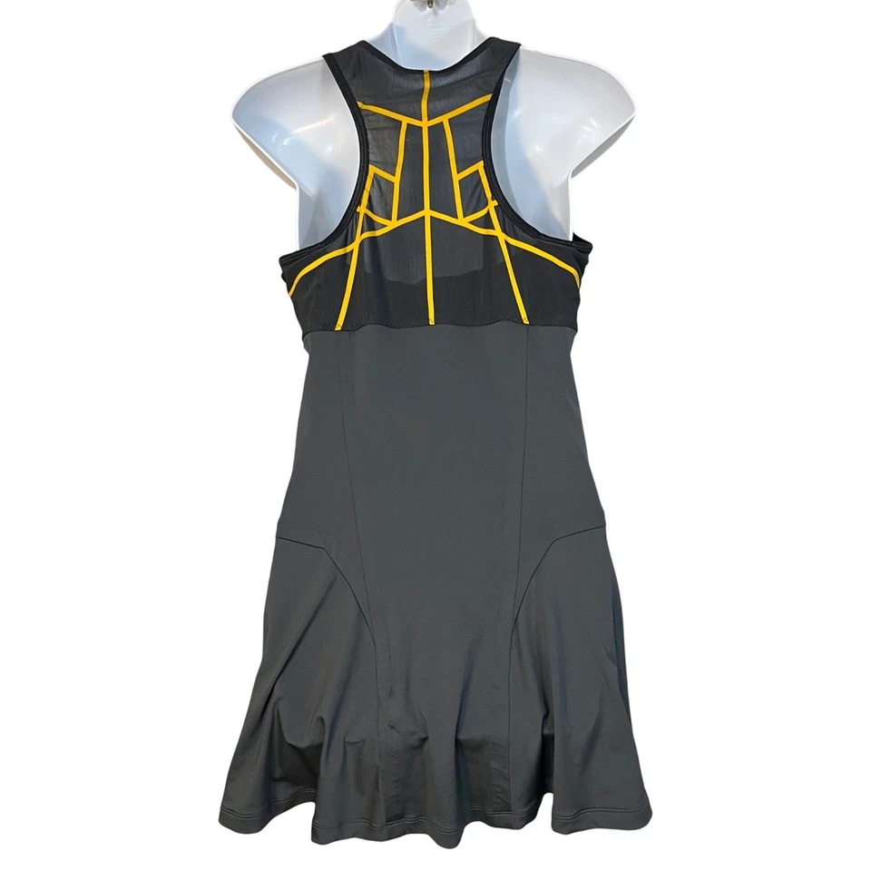 Nike Maria Sharapova Vestido Tenis Noche Cancha Trasera. Negro y Amarillo Talla Med Foto 4 de 4