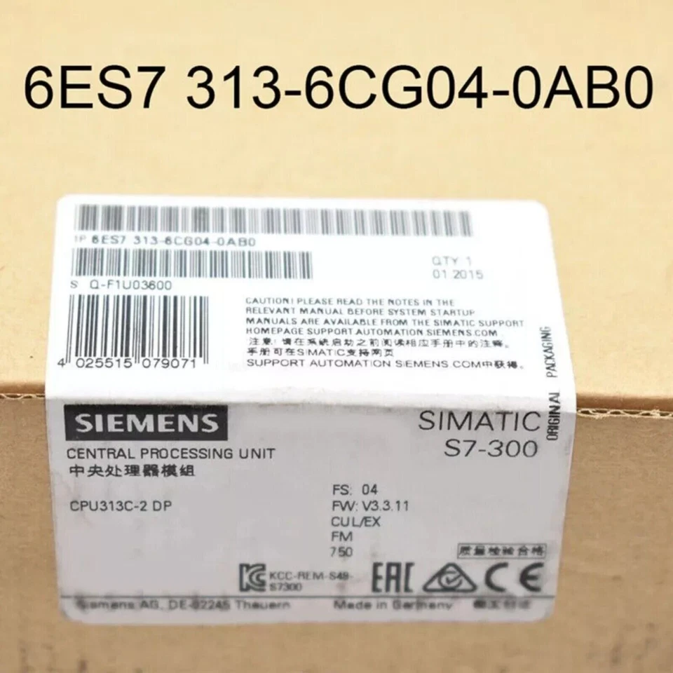 Nueva CPU Siemens 6ES7 313-6CG04-0AB0 6ES7313-6CG04-0AB0 SIMATIC S7-300 313C-2 DP Foto 2 de 4