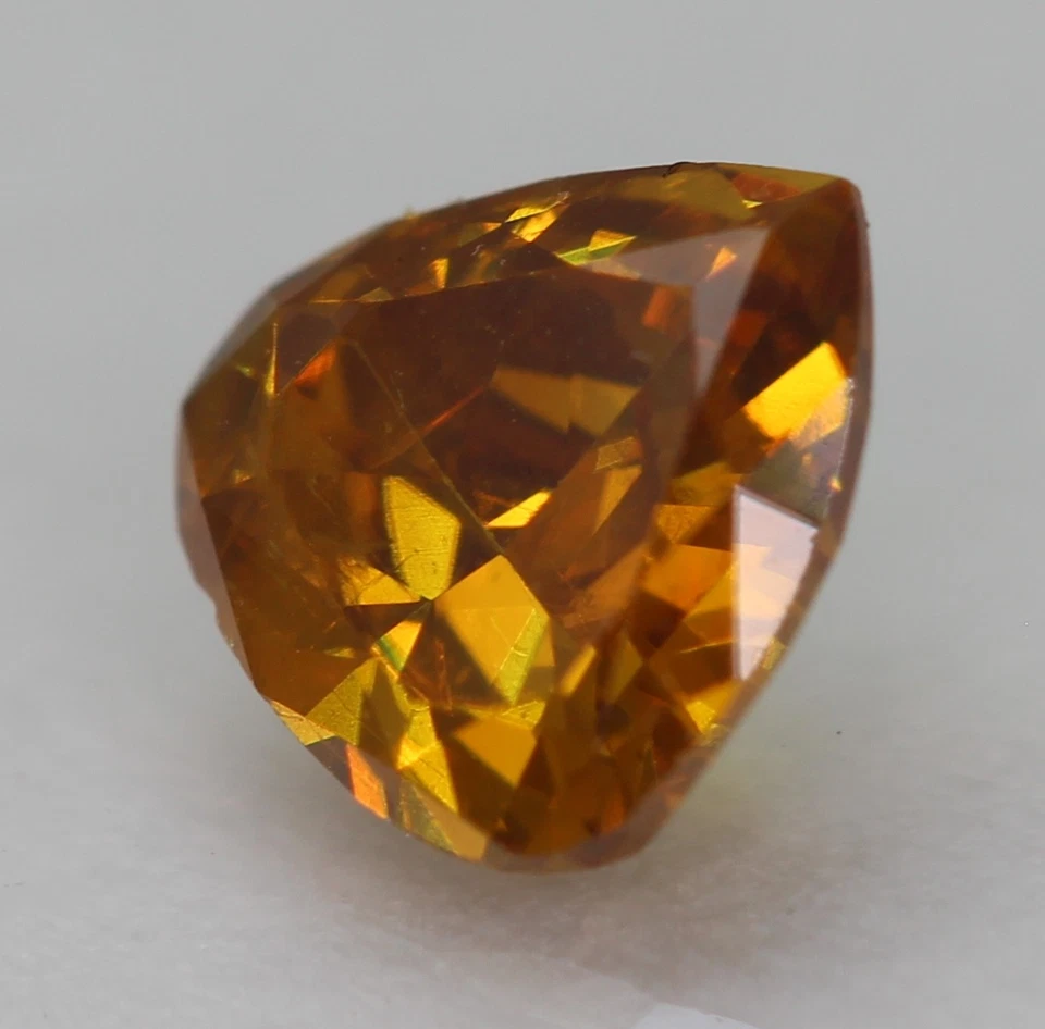 0,30 Naranja Intenso SI2 Forma de Pera Diamante Natural Mejorado 4,61X4,40 mm W VIDEO Foto 2 de 3