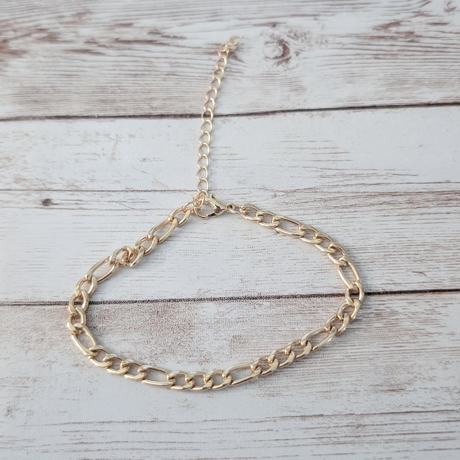 Large Bracelet or Anklet - 8" - 10.5" Gold Tone Link