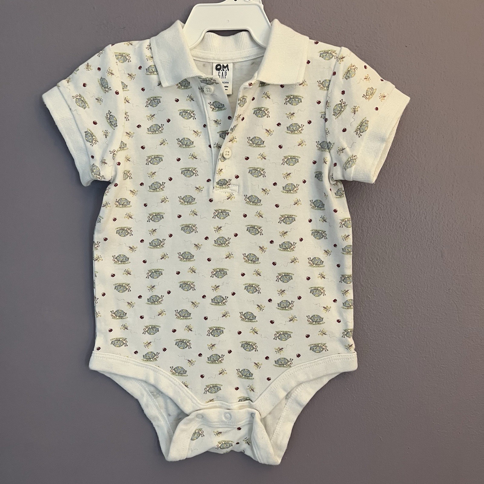 Vintage Baby Gap Polo Bodysuit Turtle Ladybug Bee Size 6-12 Months