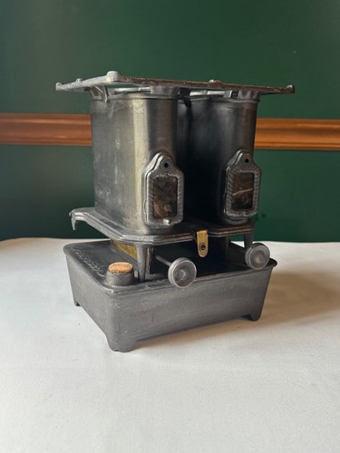 Antique Cast Iron Double Wick Kerosene Sad Iron Heater Camp Stove Gardner Mass.