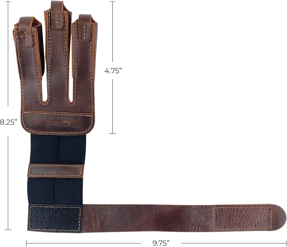 Archery Glove Handmade Full Grain Leather Three-Finger Shooting Guard - Image 4 of 4