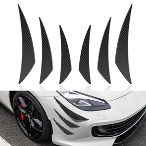 6 PCS Car Spoiler Canards Kit, Front Bumper Lip Splitter, Carbon Fiber