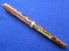 Waterman Fountain Pen "Red Ripple" Original Gold Nib ca. 1920's- Model 52 1/2 V