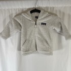Patagonia Fleece Jacket Baby 18M White Full Zip Hooded Bear Ears Pockets No Size