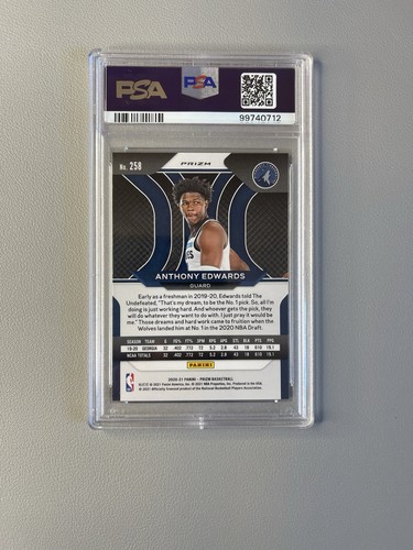 2020-21 Panini Prizm Anthony Edwards (RC) #258 Blue Wave Rookie PSA 9 Mint - Picture 6 of 6