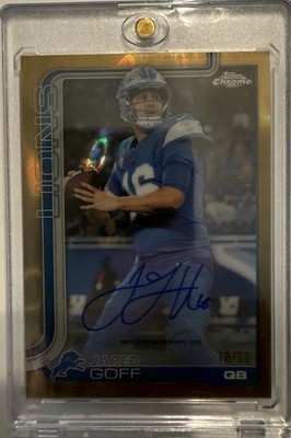 2025 Topps Chrome-On card Auto Jared Goff #BA-JGO True Gold Refractor /50 (AU)