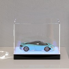 Rectangle Light Up Acrylic Display Case with RGB LED Lighted Base & Ball Hold...