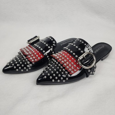 Jeffrey Campbell Daniel Womens US 8.5M Loafer Mule Black Patent Studded Slip On