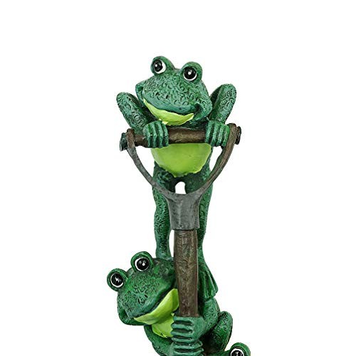Frog Garden Statue Lawn Ornament Decor, 3 Cute Frogs Figurines on a Shovel, - Picture 4 of 8