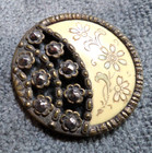 Vintage Antique Victorian Pierced Steel Facet Metal & Celluloid Button FANCY — photo 2
