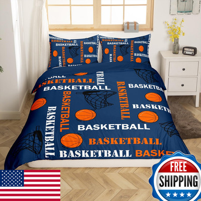 Feelyou Boys Basketball Bedding Set Queen Size Sports Basketball Print Duvet