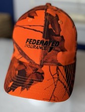 Federated Insurance Mossy Oak Orange Camouflage Hat Ball Cap Strapback