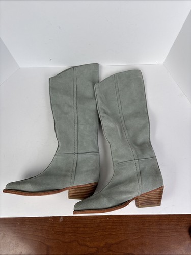 Free People Sway Low Slouch Boot in Blue Green Suede Size 36 EU 6 US NEW - Picture 12 of 14