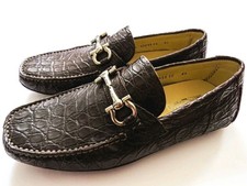 SALVATORE FERRAGAMO Brown Crocodile Leather Shoes Size 6.5 US 39.5 Euro 5.5 UK
