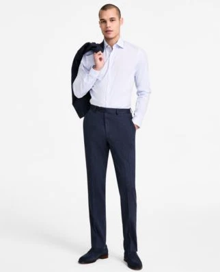 Michael Kors Mens Classic fit Dress Pants 32 / 30 Navy Blue Striped Linen