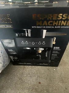 Thyme & Table Barista Grade Espresso Machine w/ Burr Grinder & Steam Wand 15-Bar