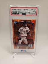 2025 Bowman Sapphire Edition Chrome Prospects Max Clark #BCP-74 Orange /25 PSA 9