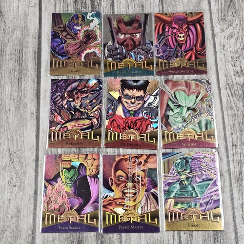 Vintage 1995 FLEER MARVEL METAL Trading Card Lot Of 9 Comics Super Skrull Thanos - Picture 1 of 17