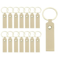 20 Pcs PU Leather Laser Engraving Keychain Blanks Khaki, 3.7" x 0.7" 