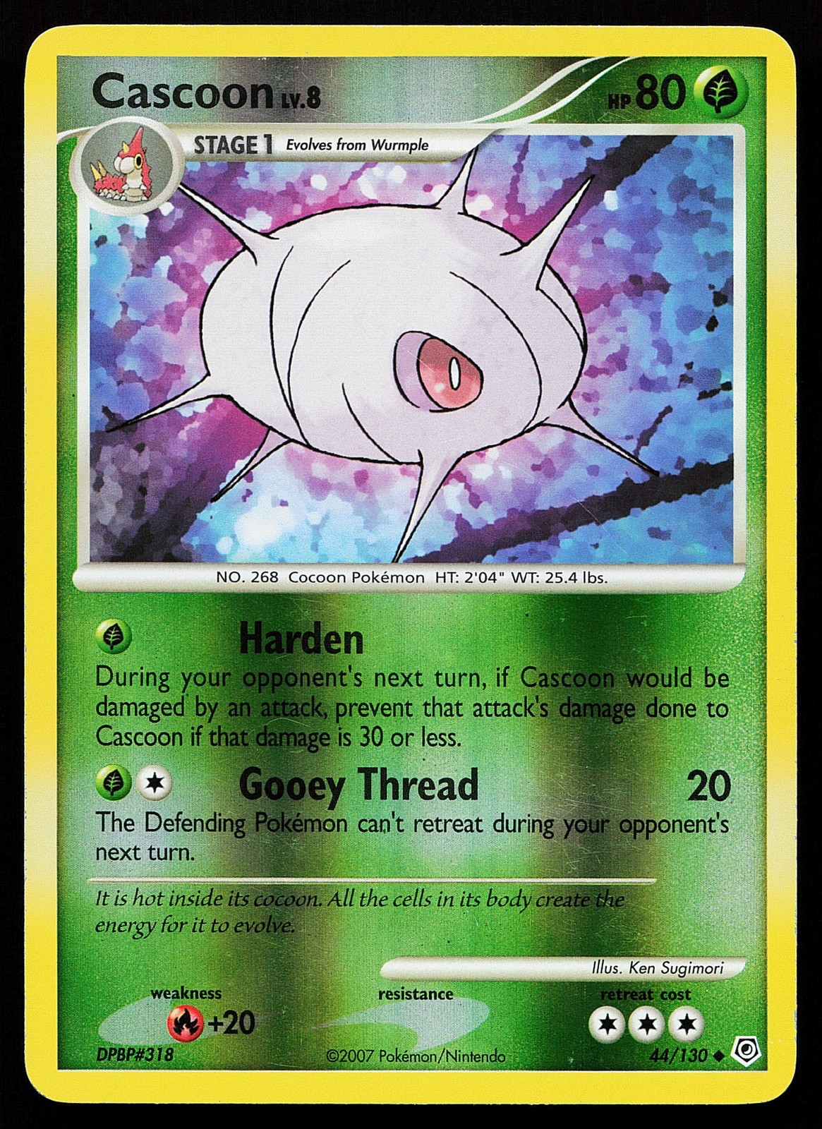 Cascoon 44/130 Uncommon Reverse Holo Diamond and Pearl Pokémon Card