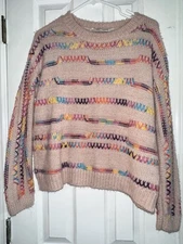 Davi & Dani Sweater Baby Pink Yarn Stitching Soft Comfy