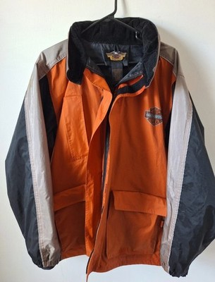 Harley-Davidson Orange/Gray/Black Nylon Hooded Jacket Large American Legend