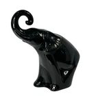 Haeger Large Ceramic Trunk Up Elephant #450 Shiny Black Vintage 16”