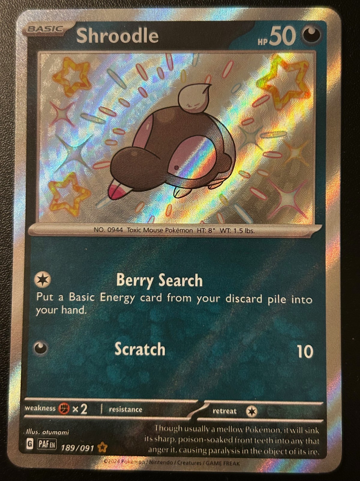 Shroodle 189/91 Baby Shiny Holo SV Paldean Fates NM