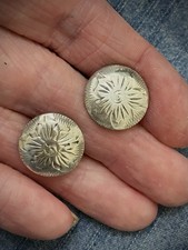 2 Sterling Silver Saddle Screw Conchos Vintage Cantle Name Plate