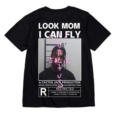 Hochwertiges 100% Baumwolle Herren T-Shirt - Cactus Jack ''Look Mom I Can Fly''