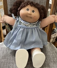 Vintage Cabbage Patch Kids Doll 1982 Long Dark Hair Brown Eyes 1 Dimple w/Outfit