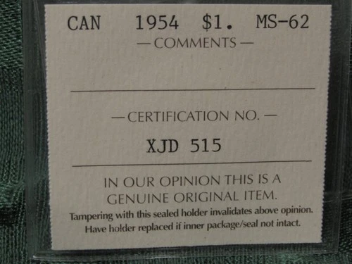 1954 CANADA SILVER $1 DOLLAR..ICCS MS-62..MUCH BETTER COIN