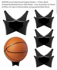 4 pack 3.5" Acrylic Ball Display Stand Holder for Football Basketball Black