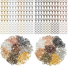 600 Pieces Lobster Clasps and Open Jump Rings Set Lobster Claw Clasps and Clo...