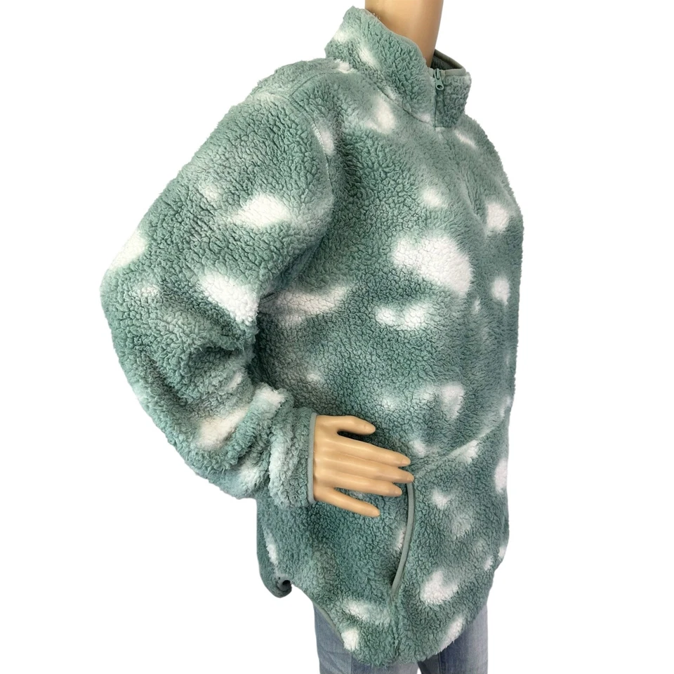 Chaqueta Sherpa Buffalo Outdoors Workwear para mujer 1/4 cremallera tie-dye verde azulado talla XL Foto 4 de 4