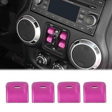 Window Control Switch Button Cover, 4Pcs Aluminum Alloy Window Swi Color: Pink