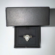 Vera Wang Love 14K White Gold Pear Halo Diamond Ring 1-3/4 CT TW Sz 6.5