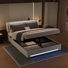 Polsterbett 160x200 cm Doppelbett Stauraumbett mit Bettkasten USB/LED Lattenrost