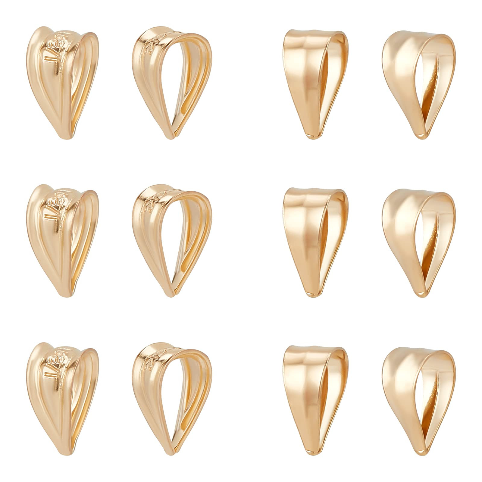 12PCS(6 Pairs) Mixed Size 14K Gold Filled Pinch Clip Clasp Bail Necklace Clas...