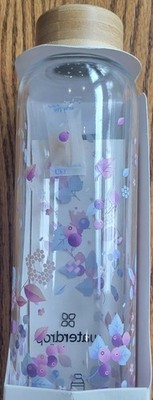 Waterdrop 20oz/ 600ml Glass Water Bottle With Thermosleeve - Blue/Purle Leaves