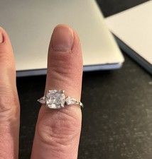 3Ct Cushion Cut Lab Created Diamond Engagement Ring Solid 14k White Gold Plated