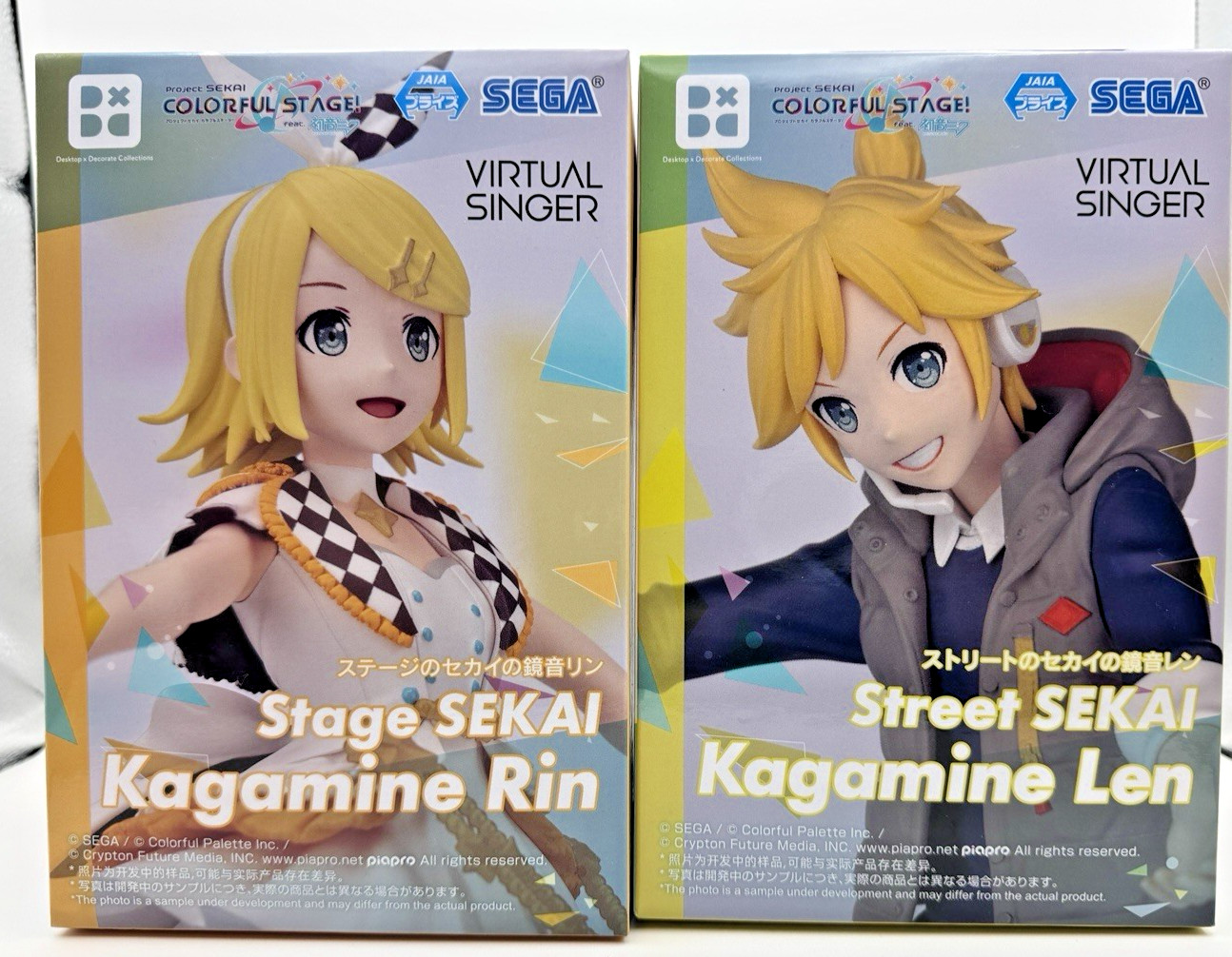 Proyecto Sekai Kagamine Rin & Len SEGA Escritorio X Decoración Conjunto de Figuras Nuevo Con Etiqueta